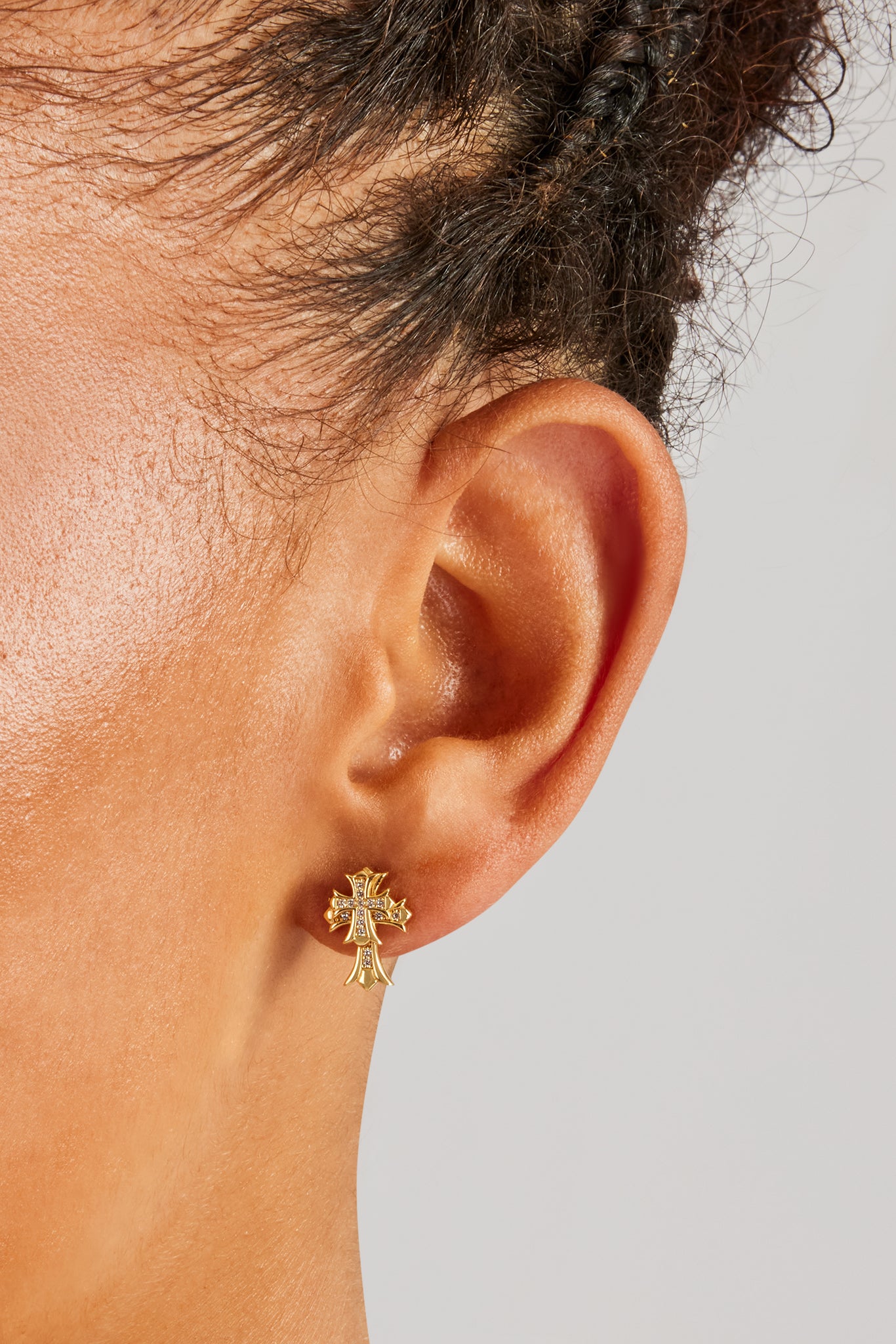 14 mm Doppelkreuz-Ohrstecker - Gold